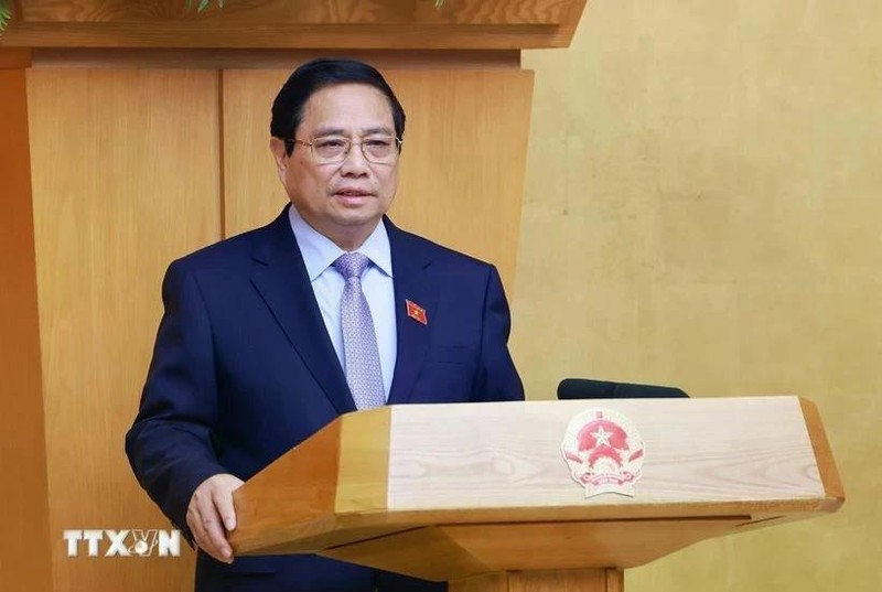 范明正总理在政府4月份例行会议上发表讲话。（图片来源：越通社）