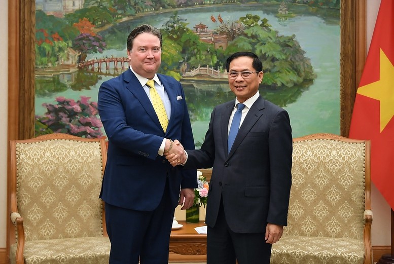越南政府副总理裴青山会见美国驻越大使马克·纳珀。（图片来源：越通社）