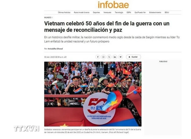 阿根廷主流新闻网Infobae屏幕截图。（图片来源：越通社）