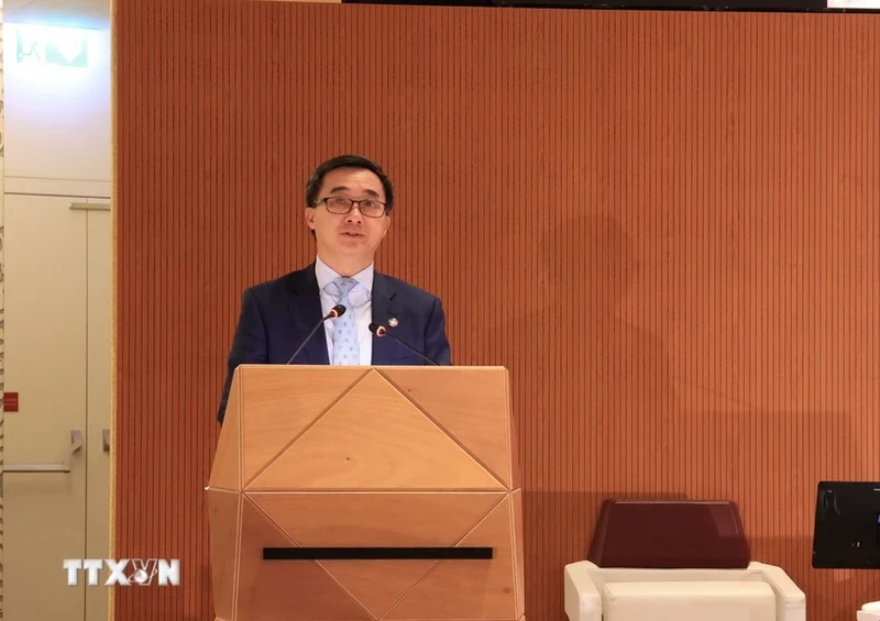越南卫生部副部长陈文舜在会上发表讲话。（图片来源：越通社）
