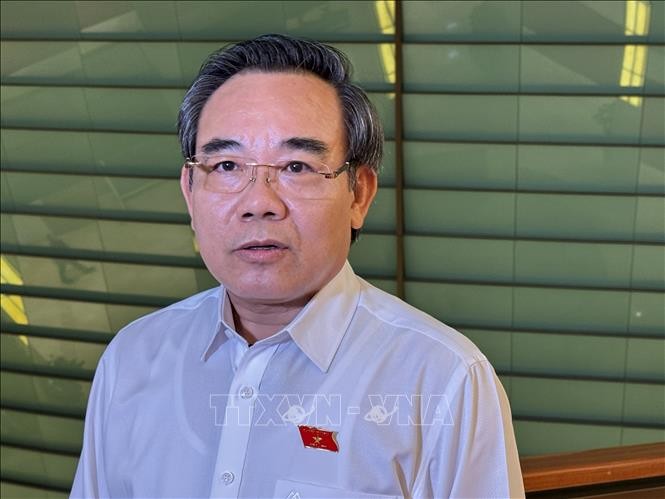 国会代表黎友智接受记者采访。