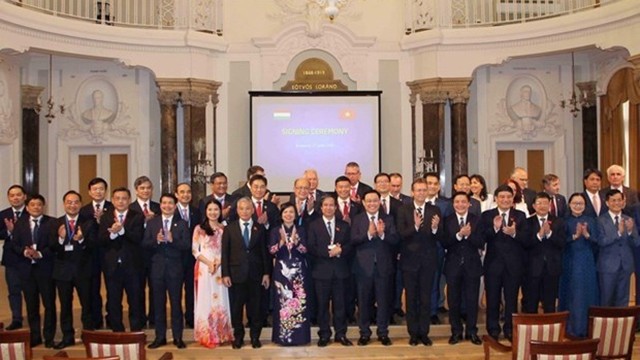 越南-匈牙利教育合作论坛参会代表。