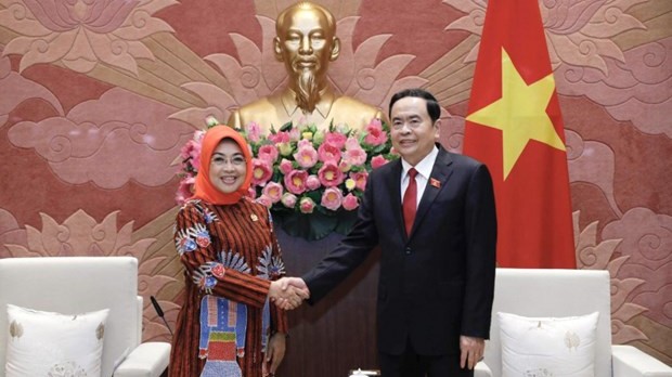 越南国会常务副主席陈清敏会见印尼国会议会间合作委员会主席穆林。（图片来源：越通社）
