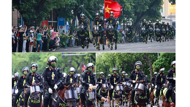 武装骑兵警察团首次在环剑湖步行街游行。（成达 摄）