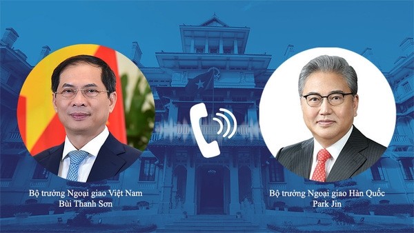 越南外交部长裴青山与韩国新任外交部长举行电话会谈。（图片来源：外交部）