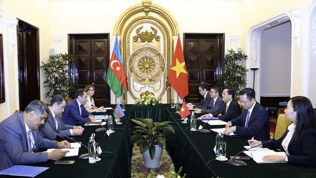 越南外交部长裴青山会见阿塞拜疆副外长Elnur Mammadov。（图片来源：越通社）