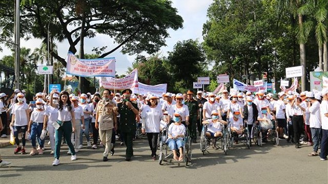 胡志明市5000多人参加“为橙剂受害者步行”活动。（图片来源：越通社）
