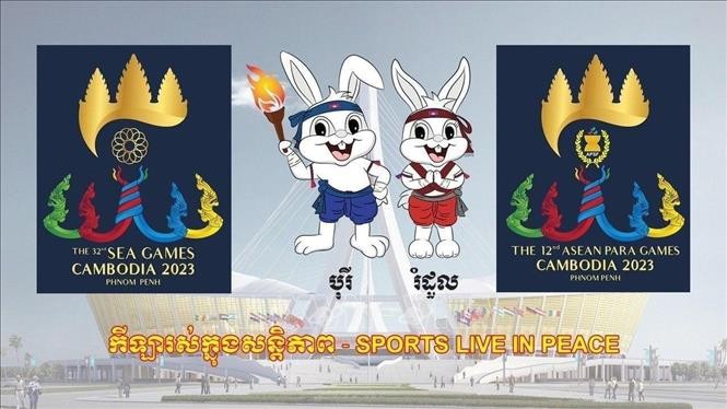 2023年东南亚运动会和东南亚残疾人运动会的标志和吉祥物。（图片来源：越通社）