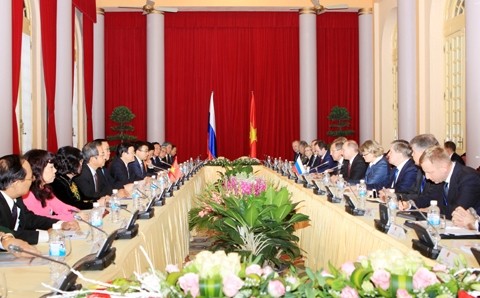 俄罗斯联邦总统普京同越南国家主席张晋创举行会谈。 (Photo: 图片来源：越通社)
