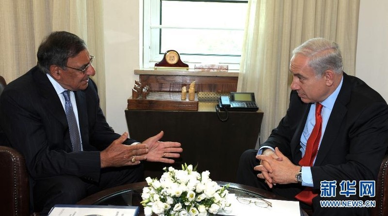 以色列总理内塔尼亚胡会见美国国防部长帕内塔 