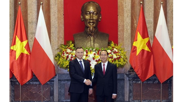 陈大光主席和波兰共和国总统安杰伊•杜达。（图片来源：维灵 摄）