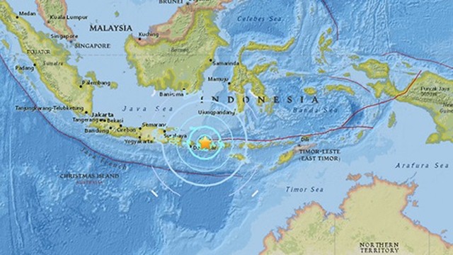 印度尼西亚西努沙登加拉省龙目岛位置。（图片来源：USGS）