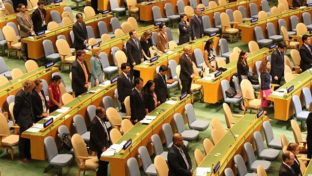 联合国大会为越南国家主席陈大光逝世默哀一分钟。（图片来源：越通社）