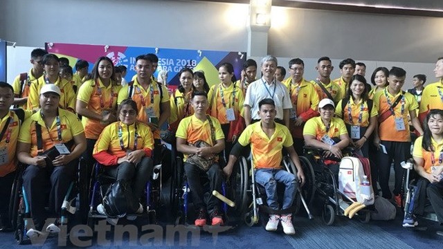 越南残疾体育代表团 。（图片来源：越通社）