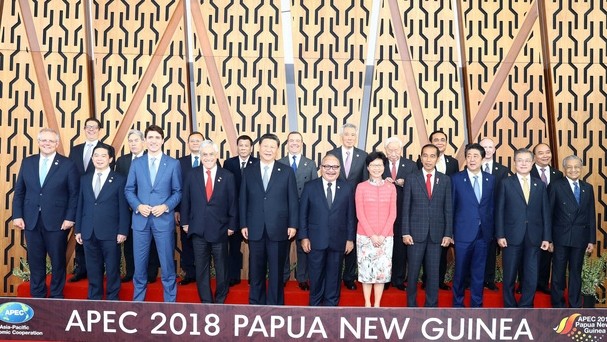 APEC各成员经济体领导合影。