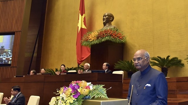 印度总统拉姆·纳特·考文德在越南国会发表重要演讲。（图片来源： 维玲 摄）