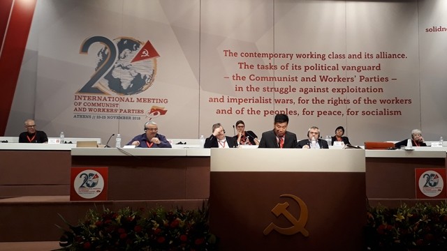 越共代表团出席第20届世界共产党与工人党国际会议。（图片来源：越南共产党电子报）
