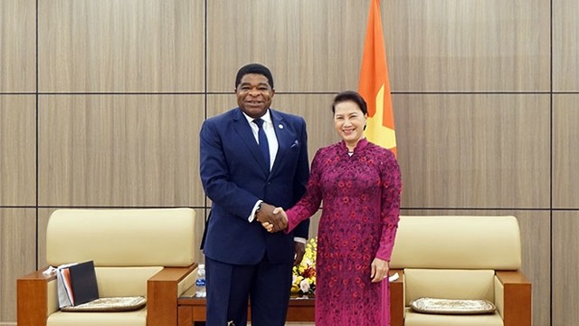 越南国会主席阮氏金银会见IPU世界议员联盟秘书长。（图片来源：人民代表报）