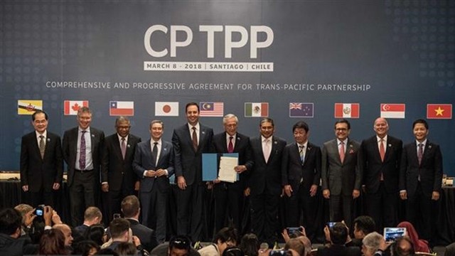 图为《跨太平洋伙伴关系全面及进步协定》签字仪式2018年3月8日在智利举行。