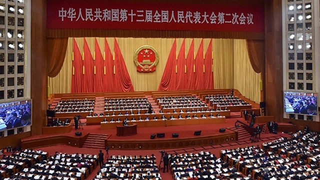 中国十三届全国人大二次会议开幕会全景。（图片来源：中国人民网）