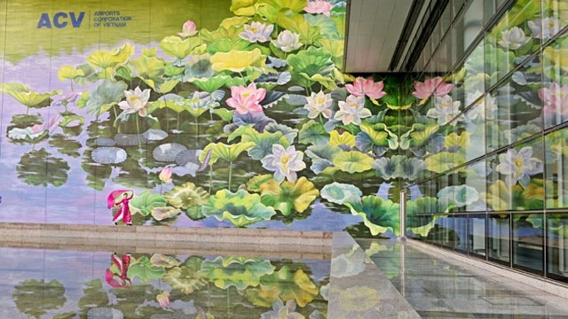 阮秋水画家的莲花图作品。