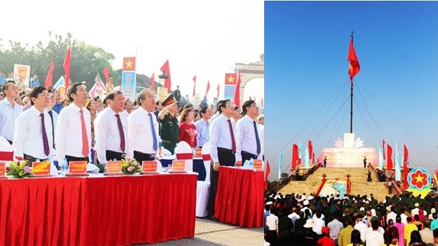 2019年“统一江山”升旗仪式在广治省贤良-滨海两岸举行