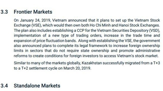 MSCI涉及越南的积极变化。