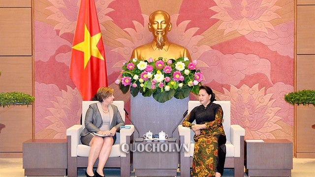 越南国会主席阮氏金银会见联合国儿童基金会驻越首席代表。（图片来源：越南国会官网）