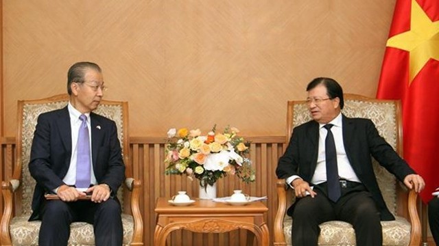 郑廷勇副总理会见日本石油天然气勘探公司总经理Hiroshi Hosoi。