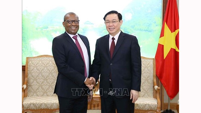 王廷惠副总理同南非驻越南大使。（图片来源：越通社）