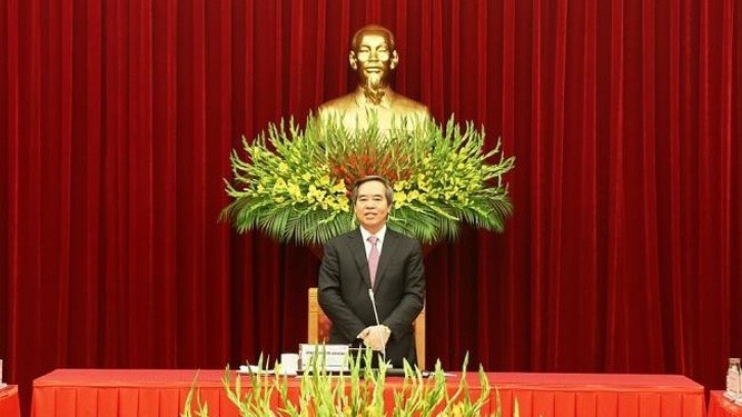 阮文平部长出席见面会。（图片来源：工贸部报网）