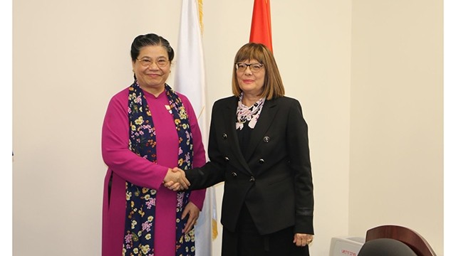 越南国会常务副主席丛氏放会见塞尔维亚共和国国民议会议长。（图片来源：越通社）