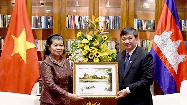 岘港市人委会常务副主席邓越勇会见梅森安副首相。（图片来源：岘港报）