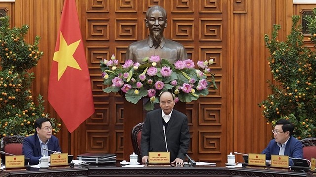 阮春福总理发表讲话。（陈海 摄）