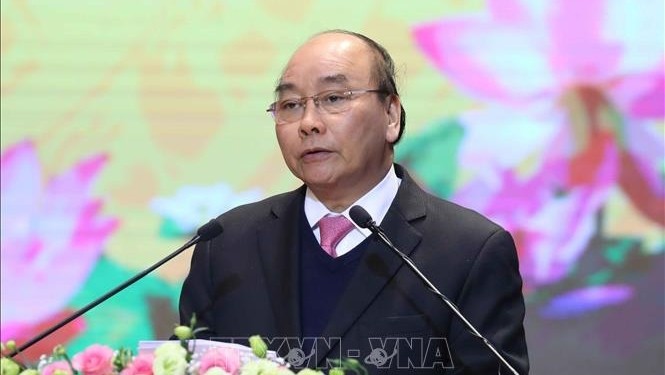 政府总理阮春福出席在永福省举行的庆祝越南共产党建党90周年纪念活动。（陈海 摄）