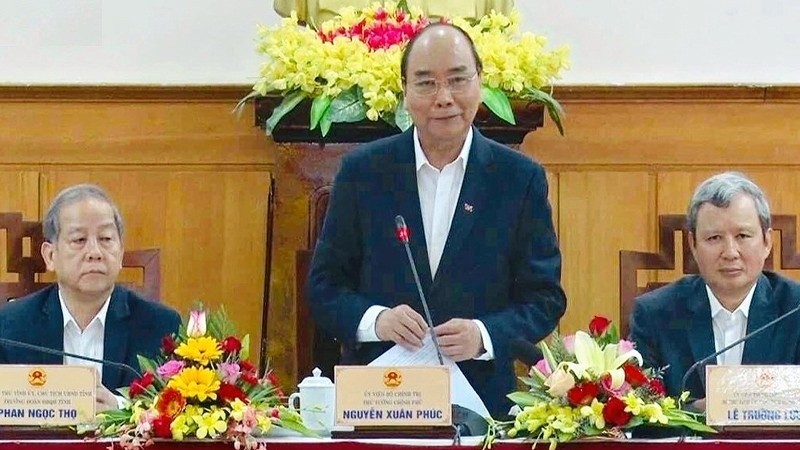 阮春福总理在会上讲话。（图片来源：VOV）