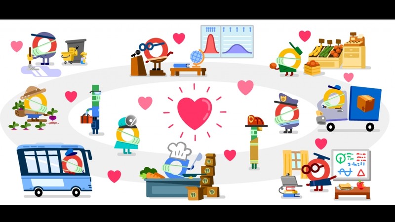 谷歌涂鸦向抗击新冠肺炎疫情一线英雄表达感恩之心。