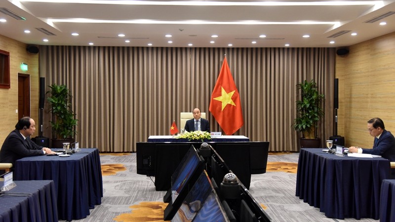 越南政府总理阮春福出席不结盟运动视频峰会。（陈海 摄）