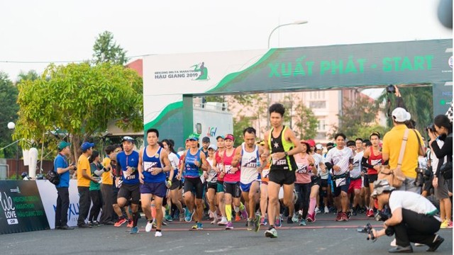 图为2019年后江省国际九龙江三角洲地区马拉松赛