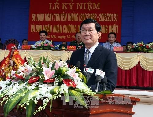 国家主席张晋创出席庆典并发表讲话。 (Photo: 图片来源：越通社)