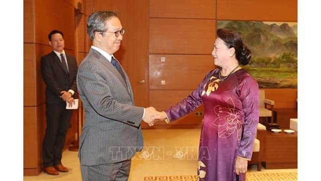 国会主席阮氏金银会见日本驻越南大使。（图片来源：越通社）