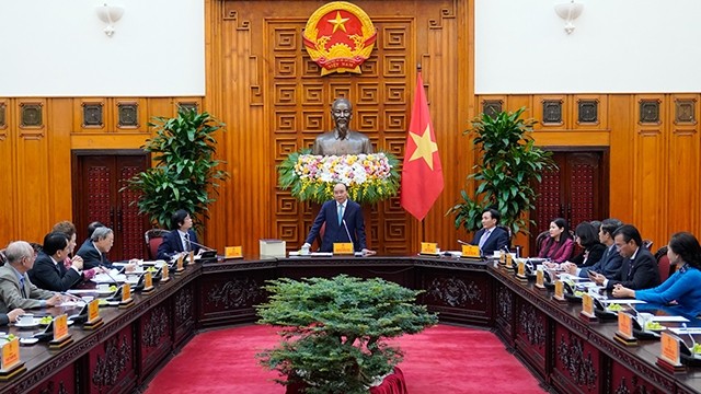 阮春福总理在会上发表讲话。（图片来源：越通社）