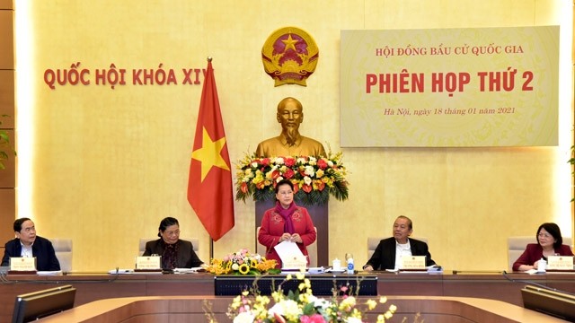国会主席阮氏金银在会上发表讲话。（图片来源：越通社）