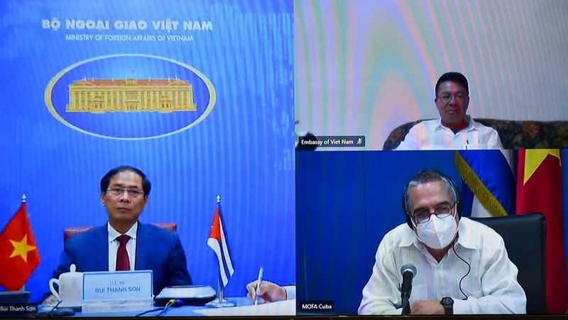第六次越南-古巴外交部副部长级政治磋商以视频形式召开。（图片来源：越通社）