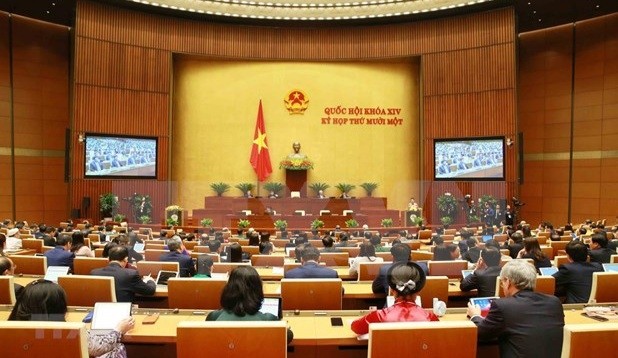 越南第十四届国会第十一次会议全景。图片来源: 越通社
