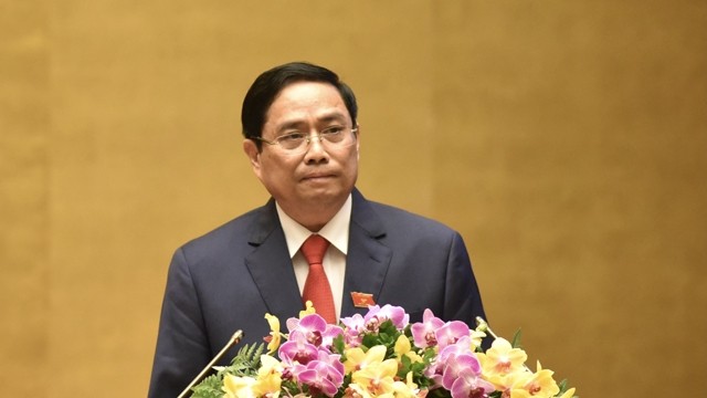 越南社会主义共和国政府总理范明正。（陈海 摄）