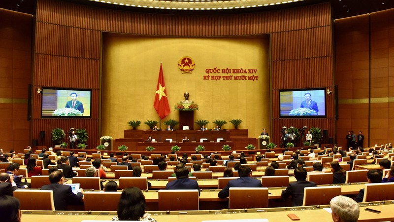 越南第十四届国会第十一次会议闭幕会全景。