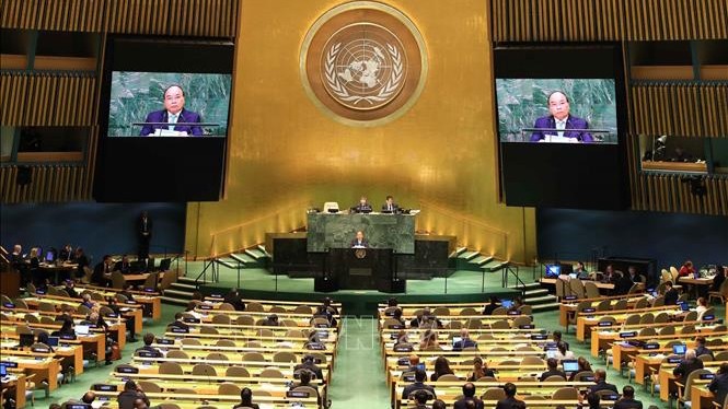 越南政府总理阮春福在第73届联合国大会上发表讲话。（图片来源：越通社）