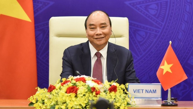 越南国家主席阮春福以视频方式出席领导人气候峰会开幕式。