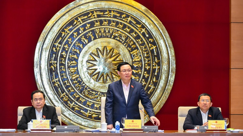 越南国会主席王廷惠发表讲话。（维玲 摄）